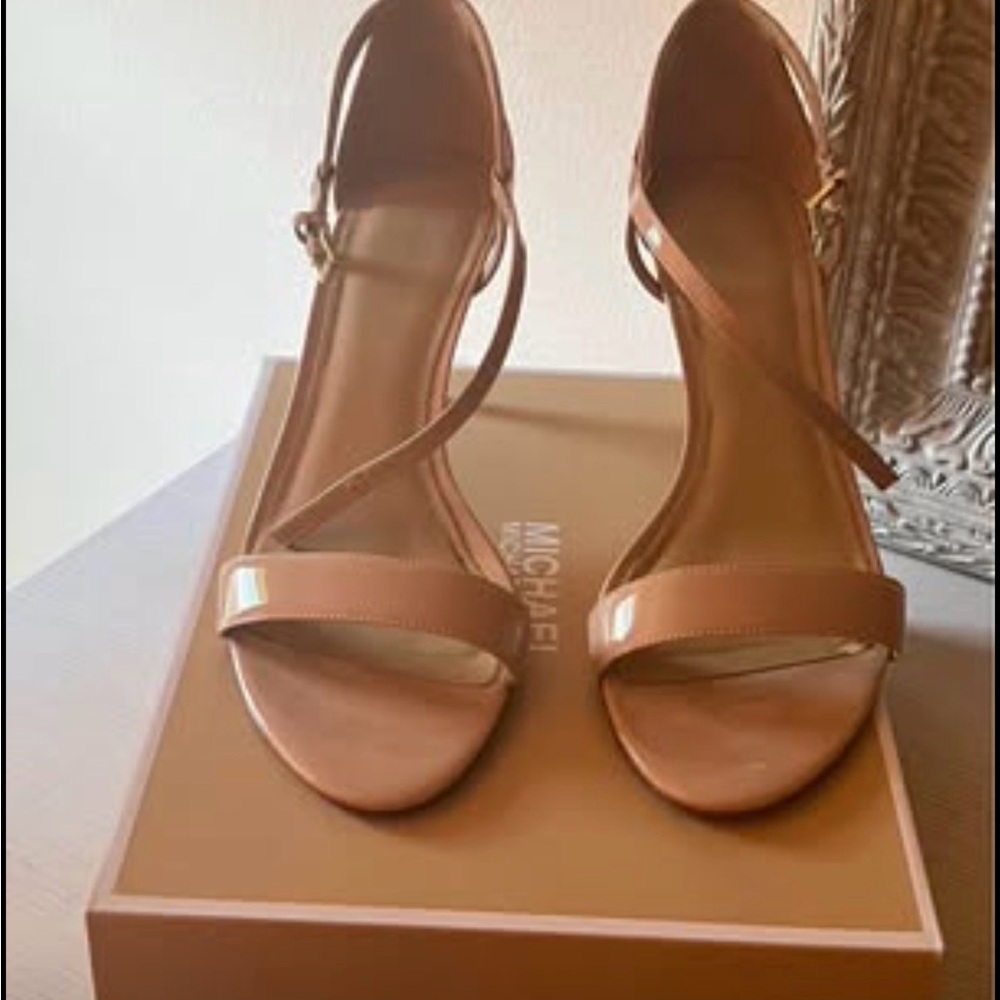 Michael Kors Nude Patent Leather Strappy Heels